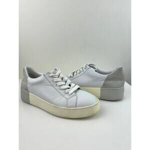 VINCE White Gray Colorblock Lace Up Leather Sneakers Casual Everyday Fashion 8.5